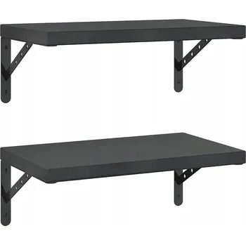 police Černá nástěnná police z nerezové oceli 50 x 30 x 3 cm