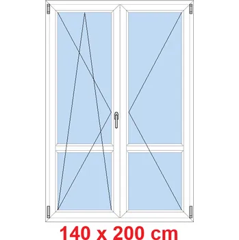 Okno Soft Dvoukřídlé balkonové dveře s příčkou 140x200 cm, otevíravé a sklopné