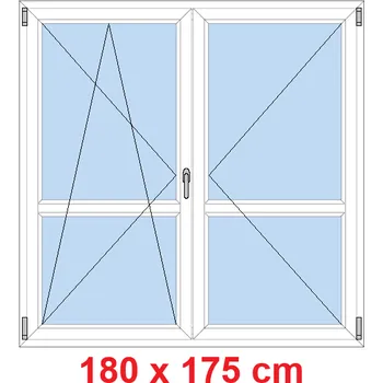 Okno Soft Dvoukřídlé balkonové dveře s příčkou 180x175 cm, otevíravé a sklopné