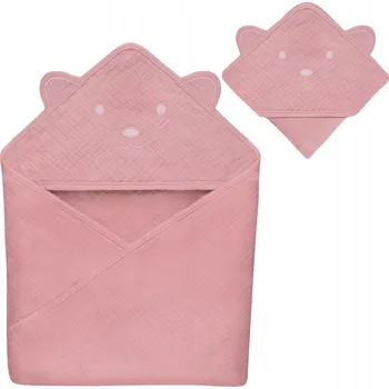 Osuška s kapucí Lionelo 80 x 80 cm LO-MUŠELOVÁ OSUŠKA S PINK RŮŽOVÁ PRO DĚTI