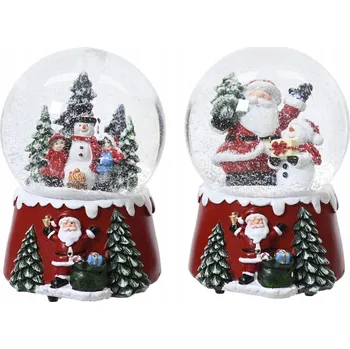 Vánoce Sněhová koule s Mikulášem a sněhulákem, hrací, vánoční, 10x14,5 cm...