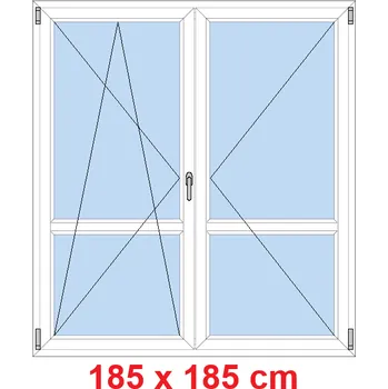 Okno Soft Dvoukřídlé balkonové dveře s příčkou 185x185 cm, otevíravé a sklopné