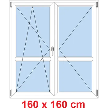 Okno Soft Dvoukřídlé balkonové dveře s příčkou 160x160 cm, otevíravé a sklopné