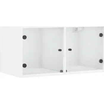 Koupelnový nábytek Bílá nástěnná skříňka 68,5 x 37 x 35 cm se skleněnými dvířky
