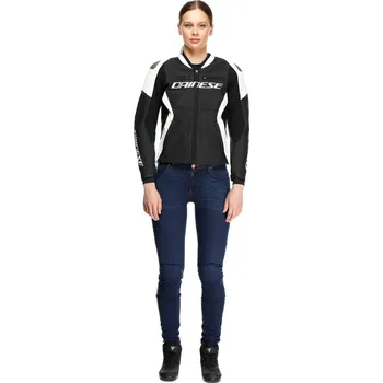 Moto oblečení DAINESE RACING 5 LEATHER JACKET WMN # BLACK/WHITE - 54