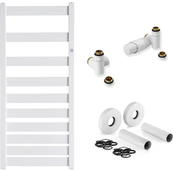 Radiátor Koupelnový radiátorový set - BELTI 500x1573 mm, připojovací sada, Bílá + slevový kód, + prodloužená záruka