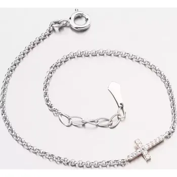 Náramek Dámský náramek bílé zlato 585 zirkon křížkem DZF5832-BCV-ZIR délka 18 cm