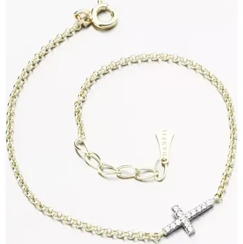 Náramek Dámský náramek žluté zlato 585 zirkon křížkem DZF5832-ZLB-ZIR délka 18 cm