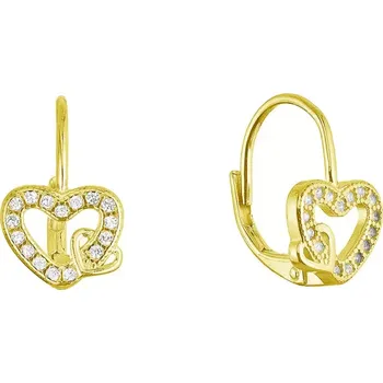 Náušnice Evolution Group Pozlacené stříbrné náušnice propletená srdíčka 11718.1