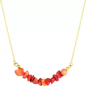 Oblečení a móda Náhrdelník s kamenem korál 42037.3 ocel