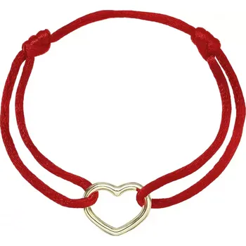 Náramek Kabbalah náramek s pozlaceným stříbrným srdcem 13093.3 red