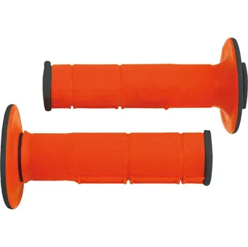 grip RTECH gripy Racing dvouvrstvé měkké oranžovo-černé pár délka 116 mm