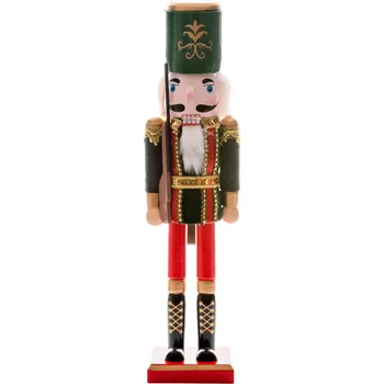 Vánoční dekorace Dekorační figurka louskáček s čepicí 38 cm zelený