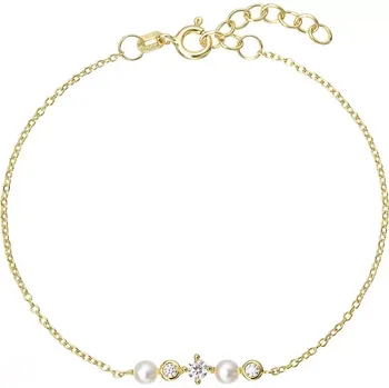 Náramek Pozlacený náramek s říčními perličkami a zirkony 23031.1