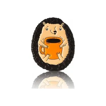 Náhradní díl pro kávovar Pinbox - Ježek s šálkem kávy - kovová brož