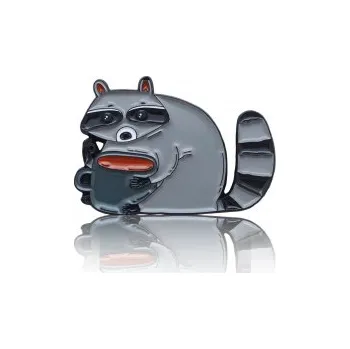 Náhradní díl pro kávovar Pinbox - Mýval s hrnkem kávy - kovová brož