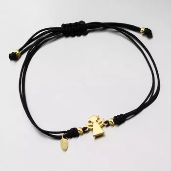 Náramek Náramek stříbro 925 provázkový s andělem BST-14552-BK-G délka 21 cm