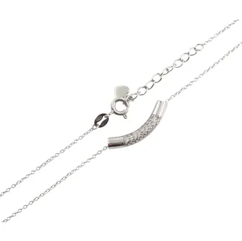 Náhrdelník Stříbrný náhrdelník - váleček se zirkony, rhodiovaný, Ag 925