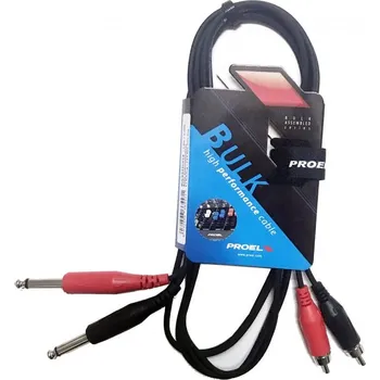 PROEL BULK555LU3 Instrumental Cable 2x jack M, 2x RCA 3m