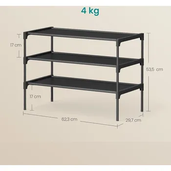 Botník Botník s policemi Songmics 62,3 x 53,51 x 29,71 cm černá