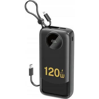 Powerbanka POWERBANKA 20000mAh 22,5W S KABELY USB-C LIGHTNING QC PD ČERNÁ