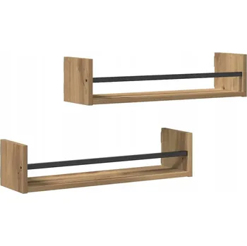 police Rustikální nástěnná police dub artisan 60 x 16 x 14 cm, 2 police