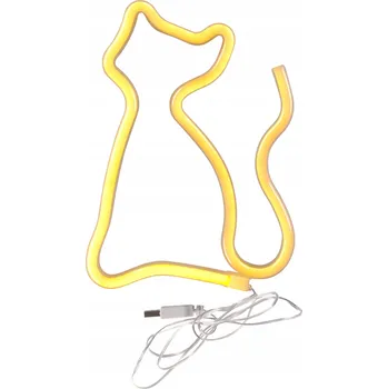 Lampička Dětská nástěnná lampa neonová bílá kočka LED USB-A na baterie 3xAA Neon Polux