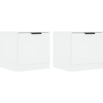 Noční stolek Bílá noční stolek 40 x 39 x 40 cm, materiál: dřevotříska, 2 ks