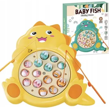 DOVEDNOSTNÍ HRA BABY FISH - RYBAŘENÍ: CHYTÁNÍ RYBIČEK S HUDBOU, OTOČNÁ DESKA 360°