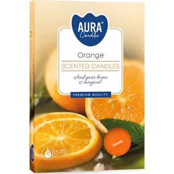 Svíčka Parafínová vonná svíčka Orange Aura 6 ks