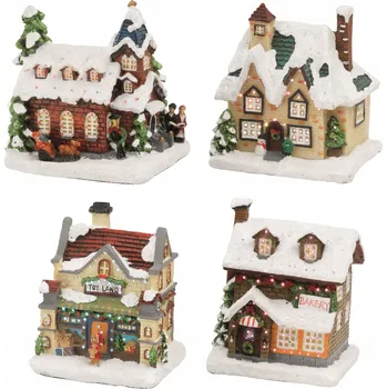 Vánoční dekorace Vánoční LED městečko - domky v zimě, 12,5 cm