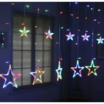 Vánoce SVĚTELNÝ ZÁVĚS LED 2,5M 138 LED HVĚZDIČKY MULTIKOLOR VÁNOČNÍ DEKORACE