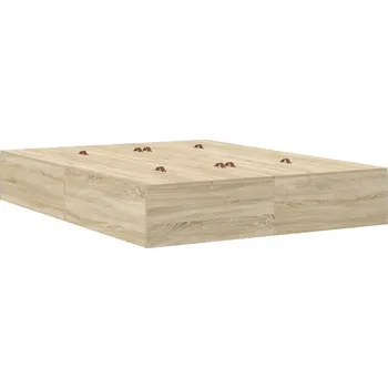 Postel Obdélníková postel s úložným prostorem, dub sonoma, 236,5 x 150 x 31,5 cm