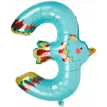 Balónek Fóliový balónek ZVÍŘE PTÁČEK ČÍSLO 3 80cm VELKÝ XL