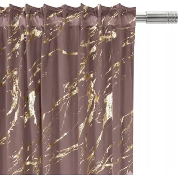 Obraz ZÁVĚS VELUROVÝ ZLATÝ MRAMOR TLUMENÁ RŮŽOVÁ MRAMOR GLAMOUR ŘASÍCÍ PÁSKA WAVE