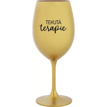 Sklenice TEKUTÁ TERAPIE - zlatá sklenice na víno 350 ml