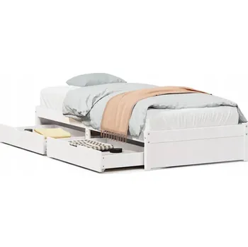 Postel Rám postele borovice bílá s šuplíky 195,5 x 95,5 x 31 cm