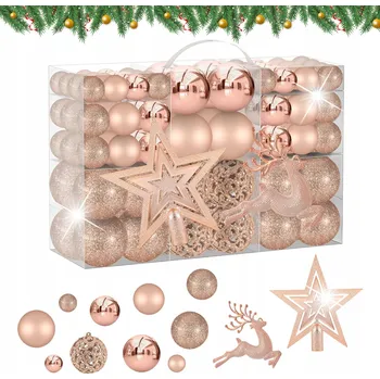 Vánoční dekorace VÁNOČNÍ BAŇKY nerozbitné NA VÁNOČNÍ STROMEČEK DEKORACE VÁNOČNÍ KOULE 102ks SADA mix