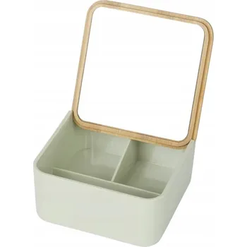 Úložný box Organizér, box na kosmetiku se zrcátkem 14x14 cm