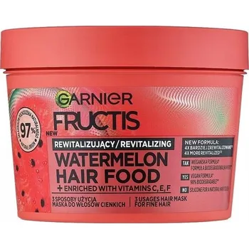 Vlasová regenerace Garnier Fructis Watermelon Hair Food veganská revitalizační maska na vlasy pro jemné vlasy 400 ml