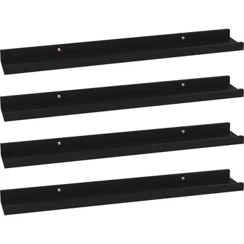 police Černé nástěnné police MDF 60 x 9 x 3 cm, 4 kusy