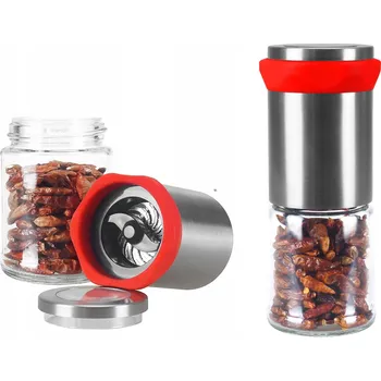 Kuchyňský mlýnek Ruční mlýnek na chilli papričky a koření, ocelový Sklo 14 cm