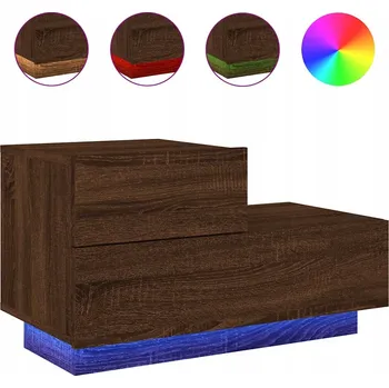 Noční stolek Noční stolek LED 70x36x40,5 cm, hnědý dub