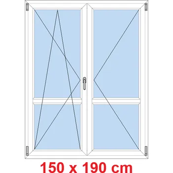 Okno Soft Dvoukřídlé balkonové dveře s příčkou 150x190 cm, otevíravé a sklopné