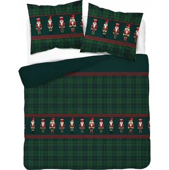Povlečení Povlečení Vánoční 160x200 Vánoční Dědečkové Kostka Zelená 100% Bavlna