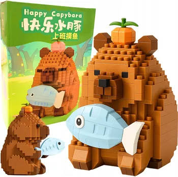 ostatní stavebnice Stavebnice Kapybara Konstrukční Kapibarka Ryba Jablko Sada kostek Figurka