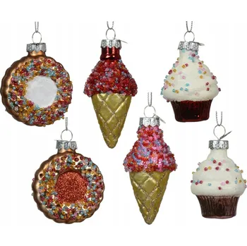 Vánoční dekorace Ozdoba na stromeček CUPCAKE Cukroví s třpytivým posypem na vánoční stromeček 7 cm