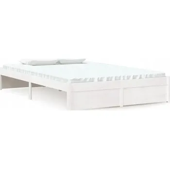 Postel Bílý dřevěný rám postele 120x200 cm z masivního borovicového dřeva