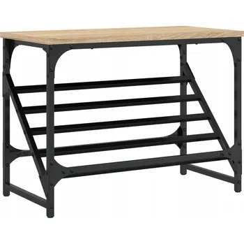 Botník Botník dub sonoma 60 x 30 x 45 cm s ocelovou černou základnou