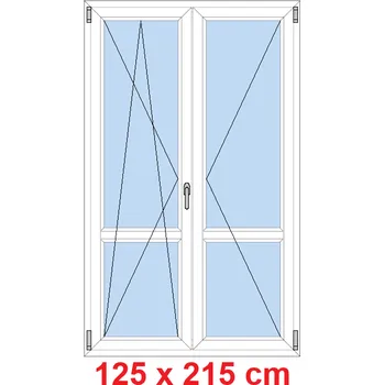 Okno Soft Dvoukřídlé balkonové dveře s příčkou 125x215 cm, otevíravé a sklopné